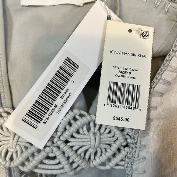 NEW Jonathan Simkhai flora Macrame strap mini dress in breeze color size o - Picture 8 of 12